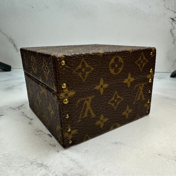 Louis Vuitton Monogram Ring Box Trunk Case LV Mini Clutch Gold Vintage Brown - Picture 7 of 15